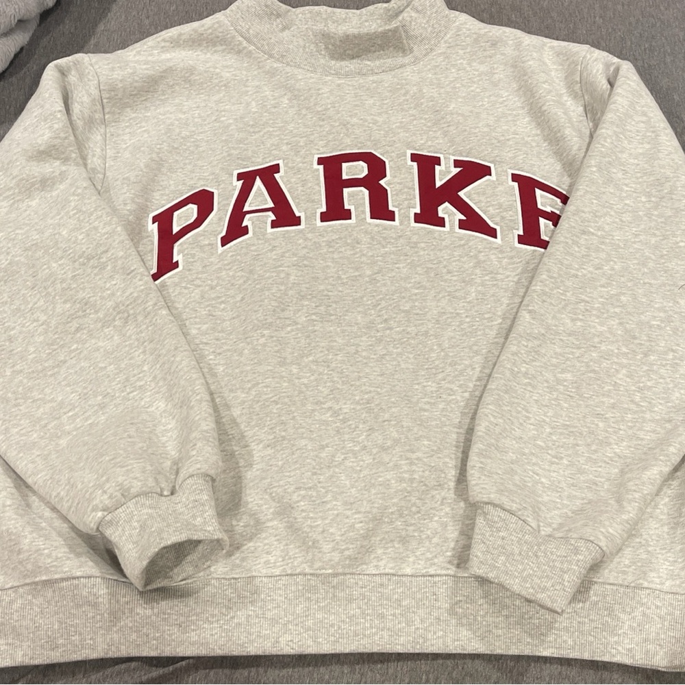 Parke Varsity Classic Gray and Maroon Red Mockneck